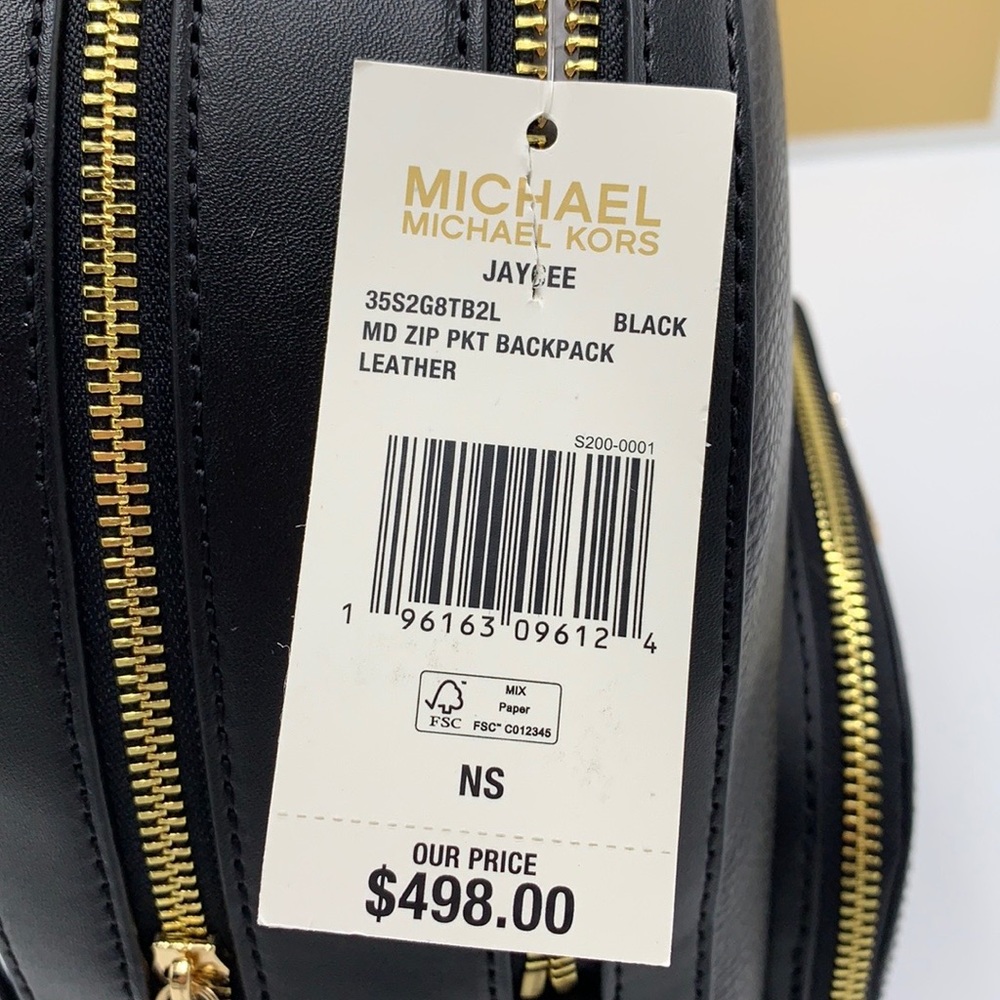 Michael Kors Jaycee Medium ZIP POCKET Pebbled Leather BackpackBLACK COL… - Picture 15 of 15